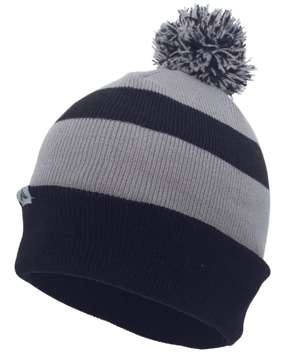 Pacific Headwear Knit Fold Over Pom - Pom Beanie 641K NAVY/SILVER/NAVY OS