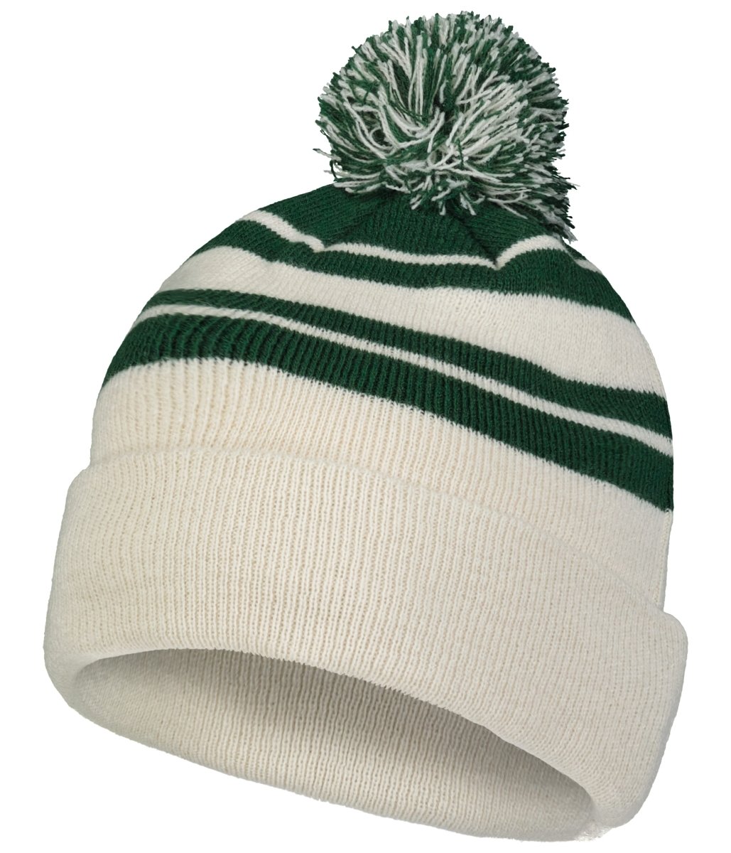 Pacific Headwear Knit Fold Over Pom - Pom Beanie 641K OAT/DARK GREEN OS