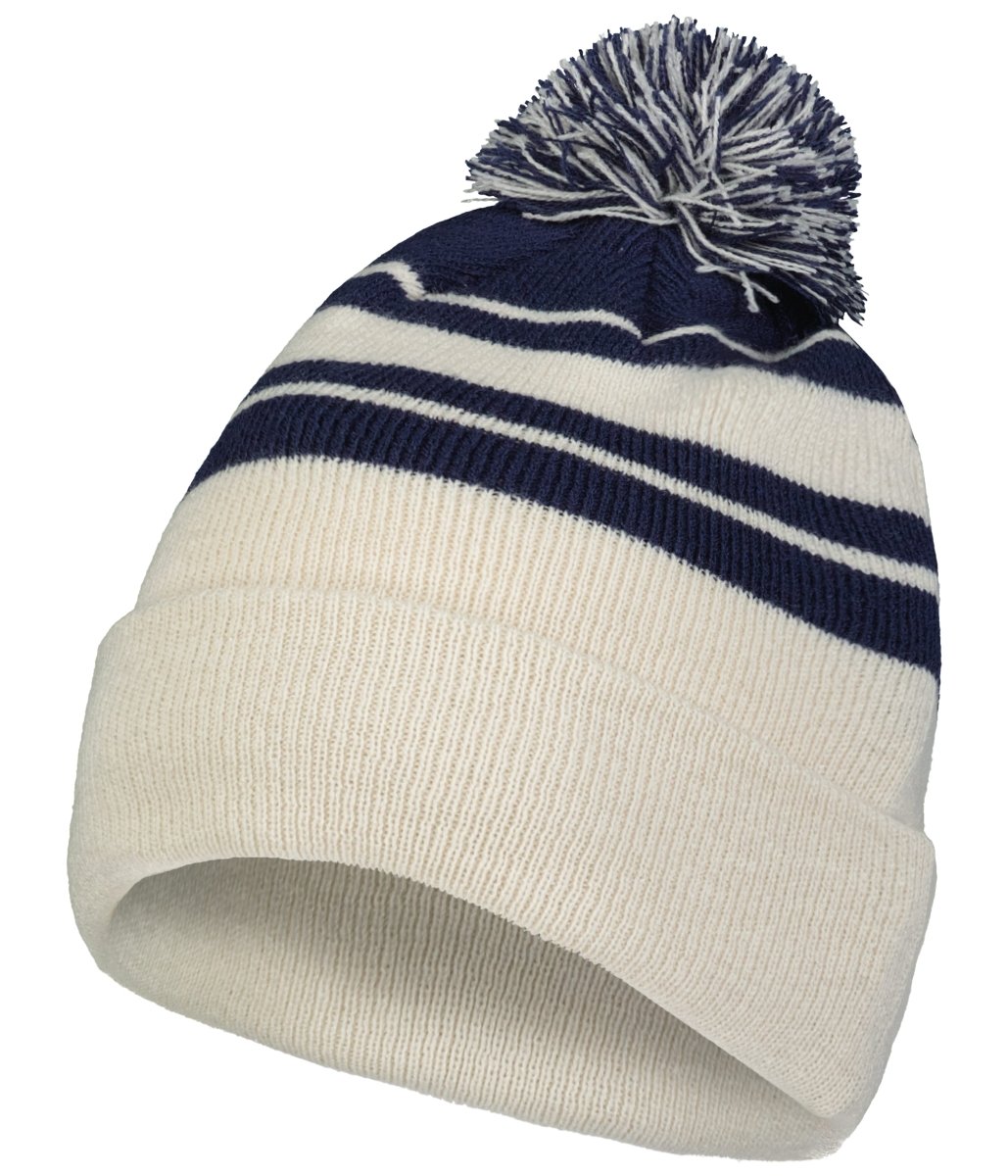 Pacific Headwear Knit Fold Over Pom - Pom Beanie 641K OAT/NAVY OS