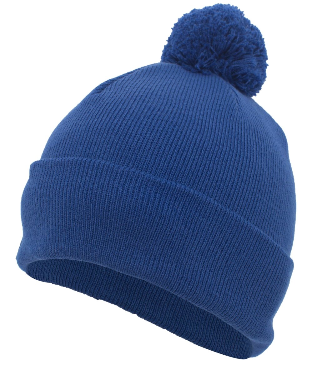 Pacific Headwear Knit Fold Over Pom - Pom Beanie 641K ROYAL OS