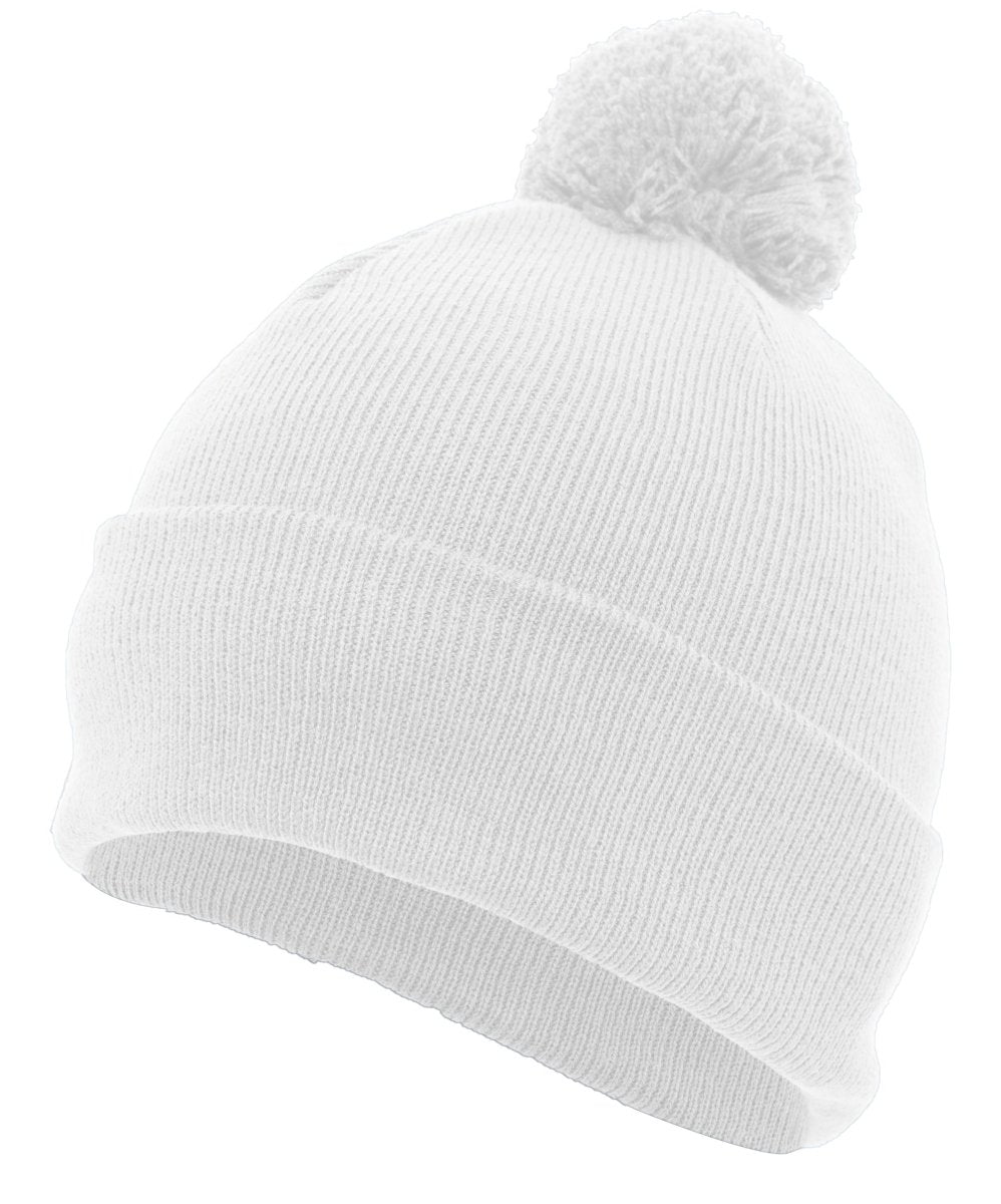 Pacific Headwear Knit Fold Over Pom - Pom Beanie 641K WHITE OS