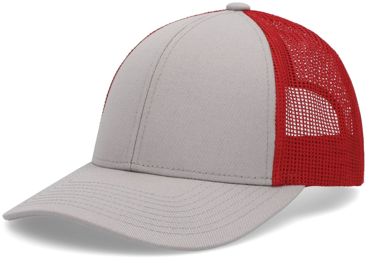 Pacific Headwear Low - Pro Trucker Cap - Pacific Headwear P114 HEATHER GREY/RED/HEATHER GREY OS