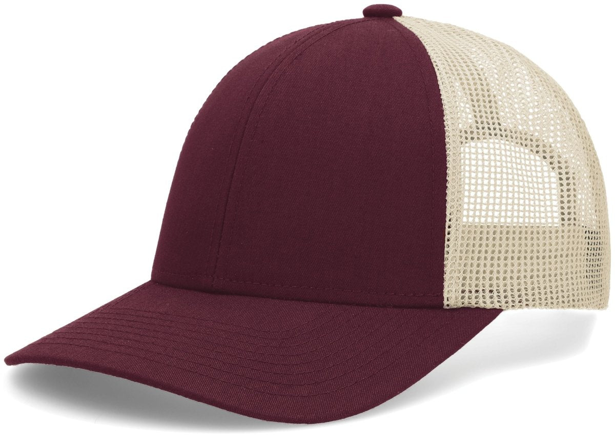 Pacific Headwear Low - Pro Trucker Cap - Pacific Headwear P114 MAROON/BEIGE/MAROON OS