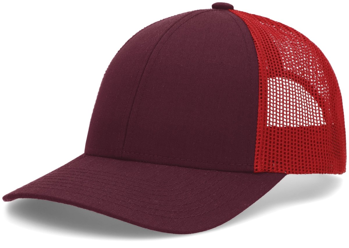 Pacific Headwear Low - Pro Trucker Cap - Pacific Headwear P114 MAROON/RED/MAROON OS
