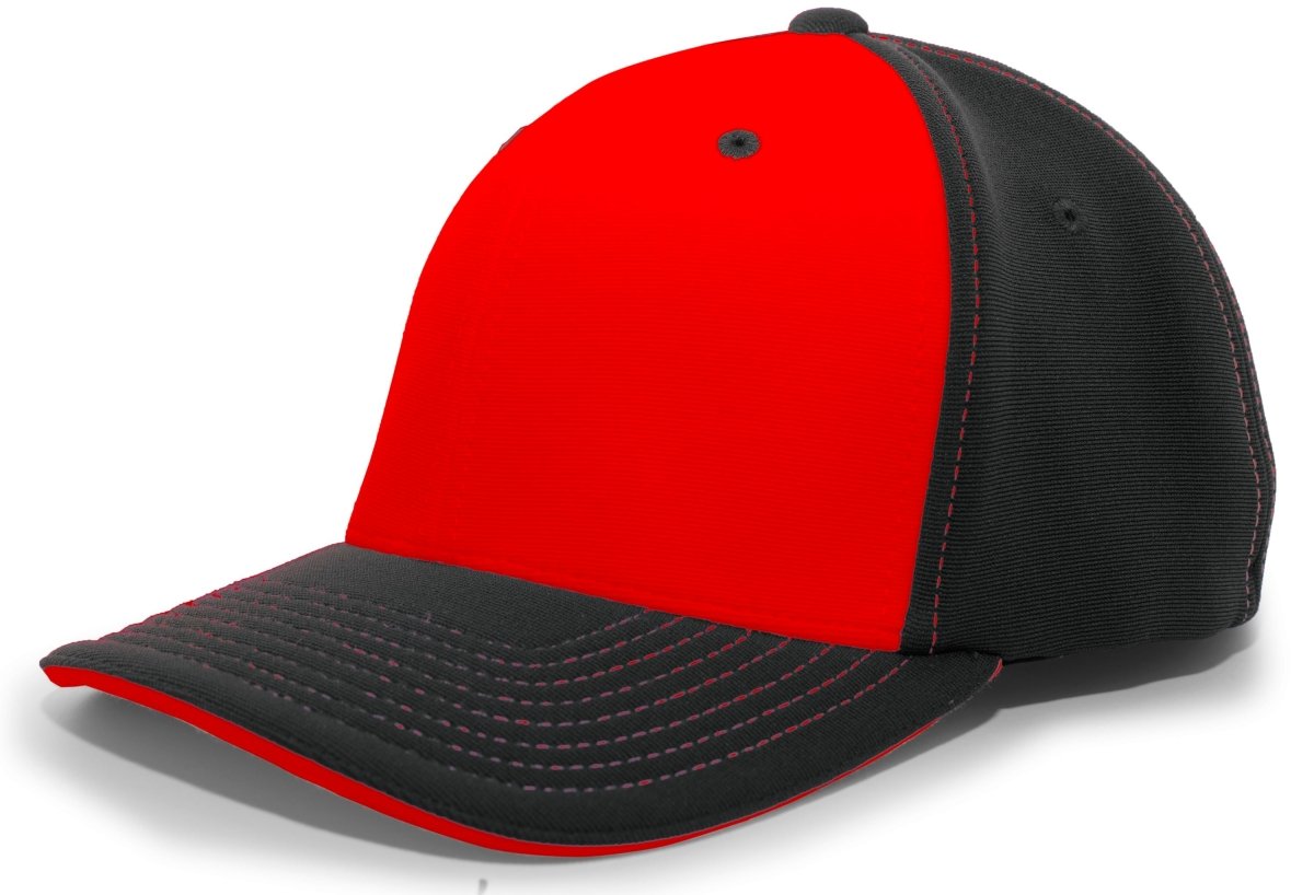 Pacific Headwear M2 Performance PacFlex Contrast Cap 398F RED/BLACK/BLACK S/M