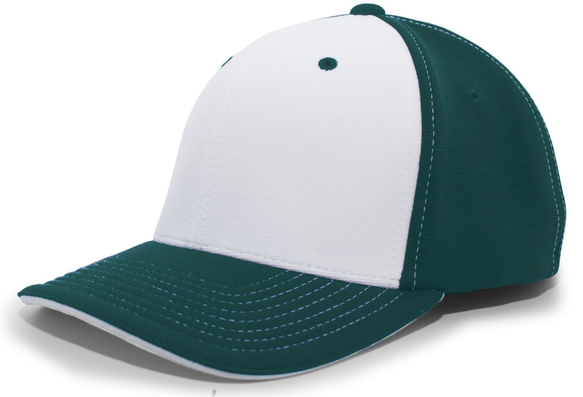Pacific Headwear M2 Performance PacFlex Contrast Cap 398F WHITE/DARK GREEN/DARK GREEN S/M