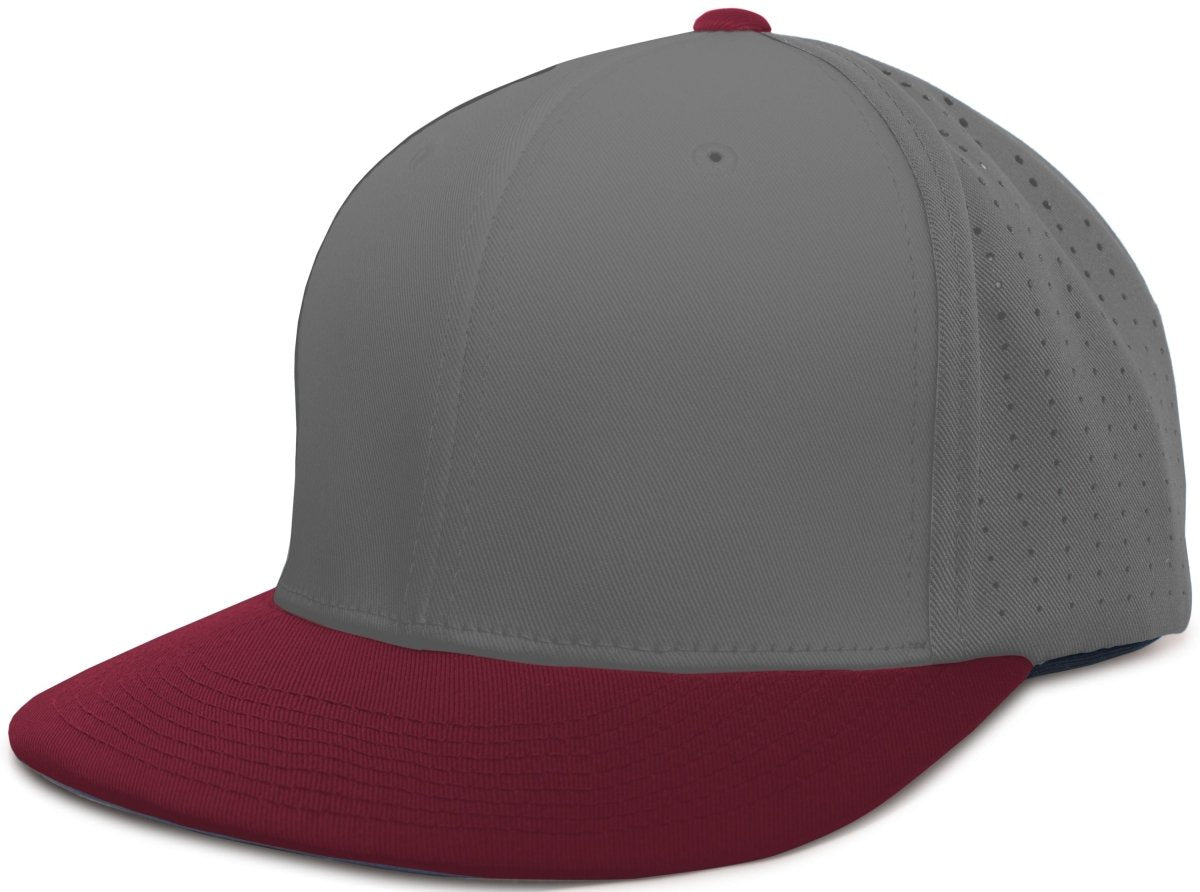 Pacific Headwear Perforated F3 Performance Flexfit® Cap - Pacific Headwear ES474 GRAPHITE/MAROON S/M