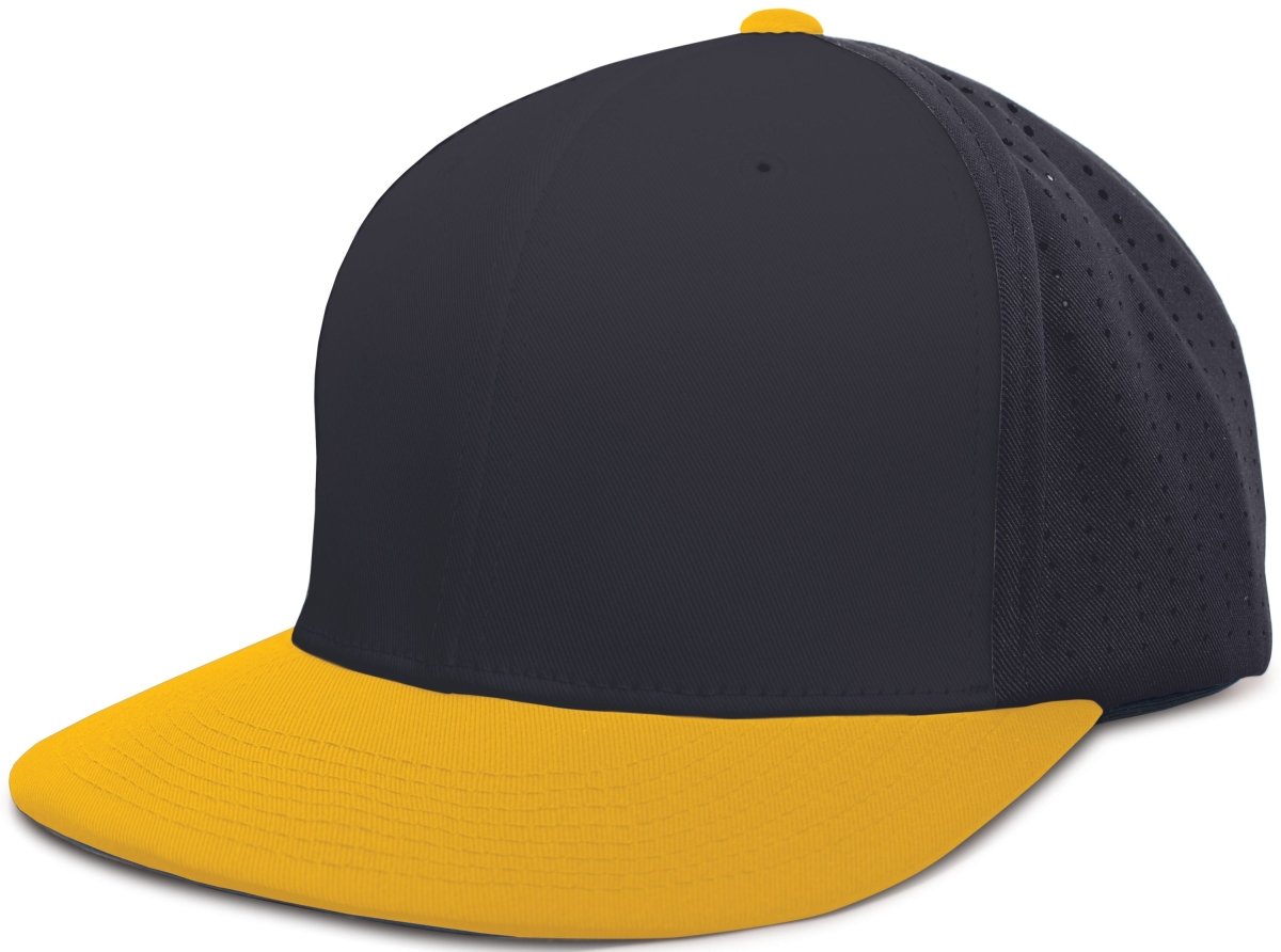 Pacific Headwear Perforated F3 Performance Flexfit® Cap - Pacific Headwear ES474 NAVY/GOLD S/M
