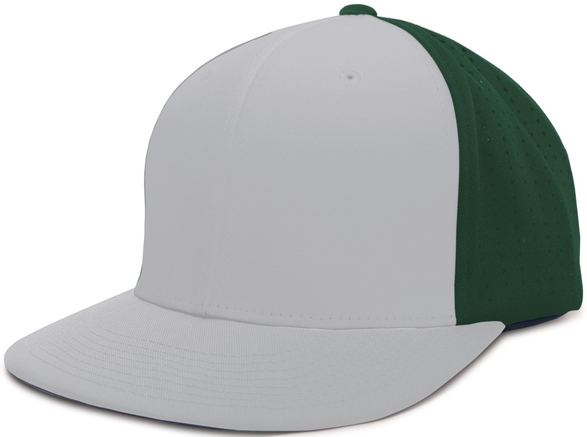 Pacific Headwear Perforated F3 Performance Flexfit® Cap - Pacific Headwear ES474 SILVER/DARK GREEN/SILVER S/M