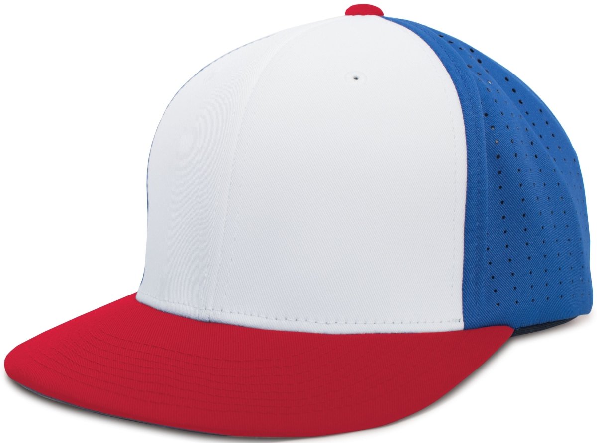 Pacific Headwear Perforated F3 Performance Flexfit® Cap - Pacific Headwear ES474 WHITE/ROYAL/RED S/M