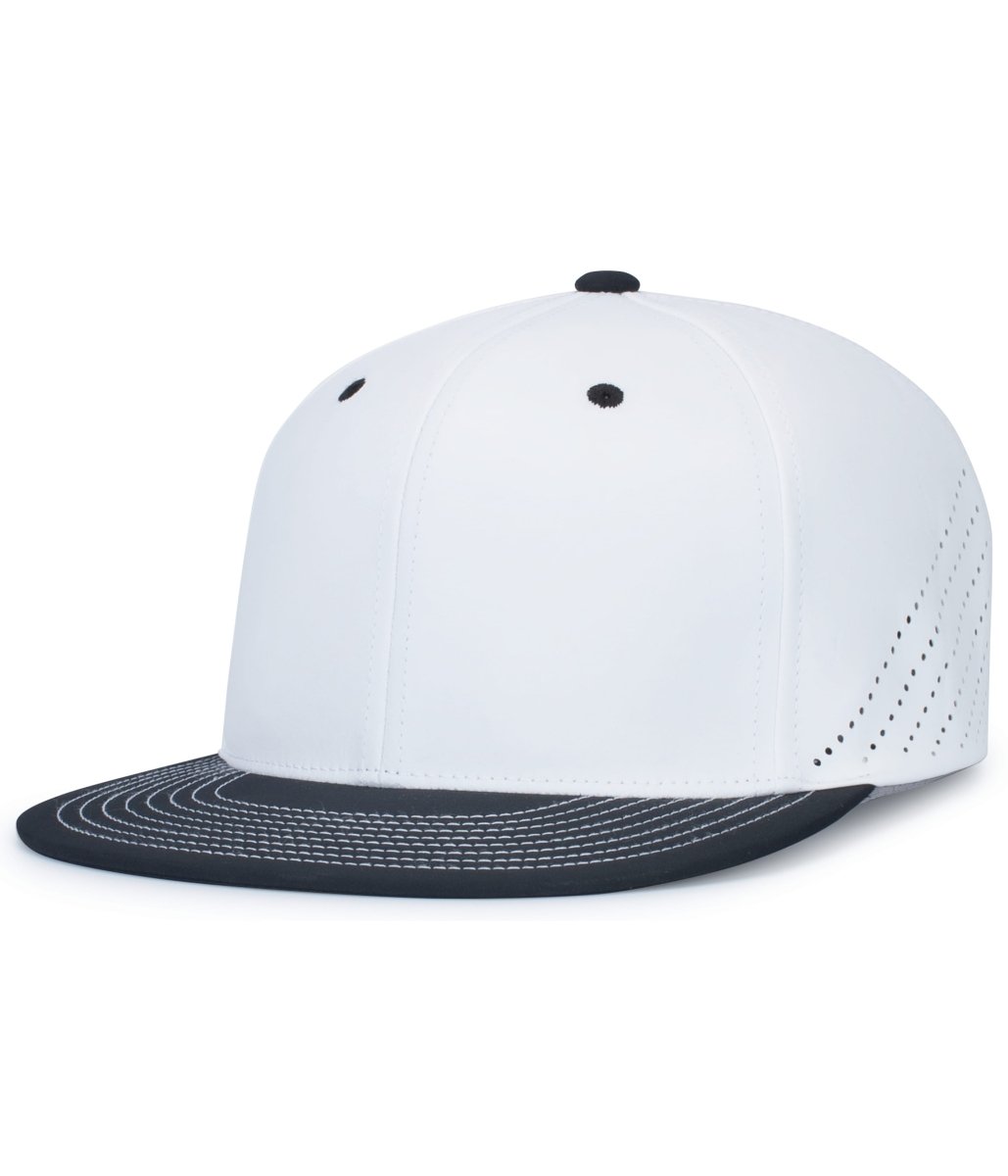 Pacific Headwear Premium Lightweight Perforated PacFlex Cap Powered by Coolcore® - Pacific Headwear ES471 WHITE/BLACK S/M