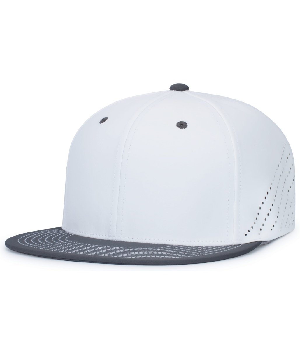 Pacific Headwear Premium Lightweight Perforated PacFlex Cap Powered by Coolcore® - Pacific Headwear ES471 WHITE/GRAPHITE S/M