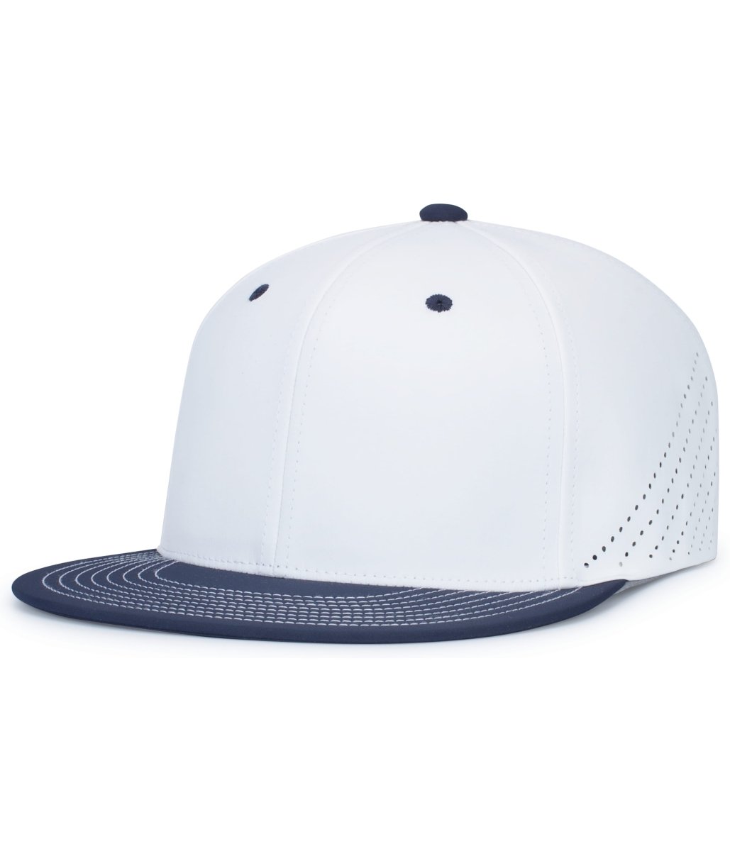 Pacific Headwear Premium Lightweight Perforated PacFlex Cap Powered by Coolcore® - Pacific Headwear ES471 WHITE/NAVY S/M