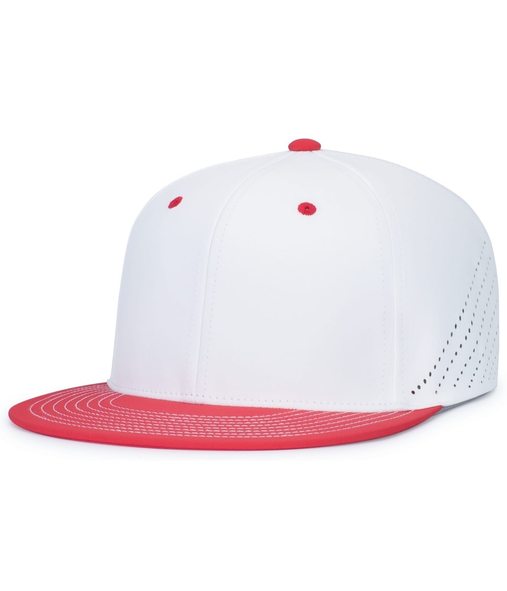 Pacific Headwear Premium Lightweight Perforated PacFlex Cap Powered by Coolcore® - Pacific Headwear ES471 WHITE/RED S/M