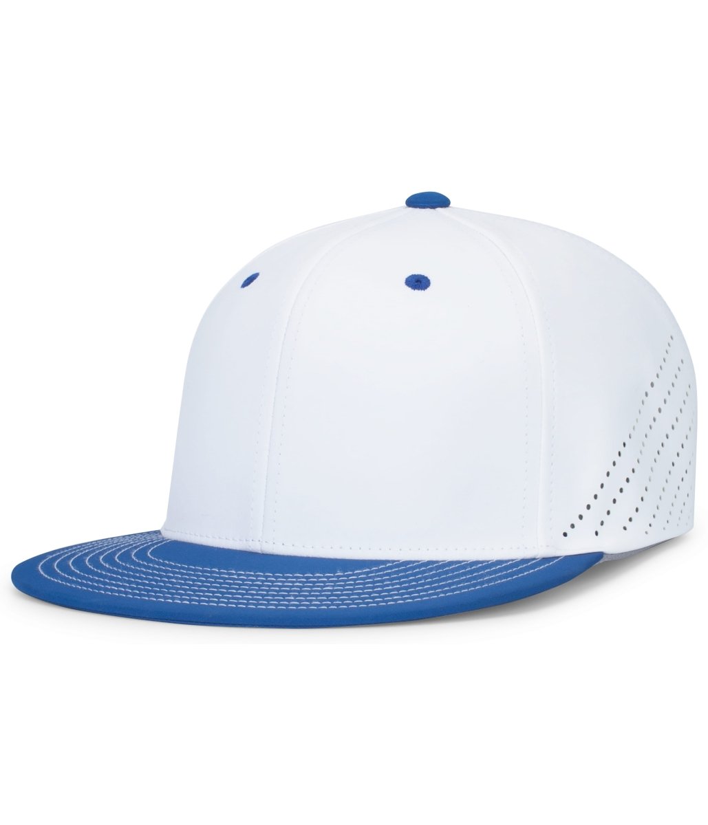 Pacific Headwear Premium Lightweight Perforated PacFlex Cap Powered by Coolcore® - Pacific Headwear ES471 WHITE/ROYAL S/M