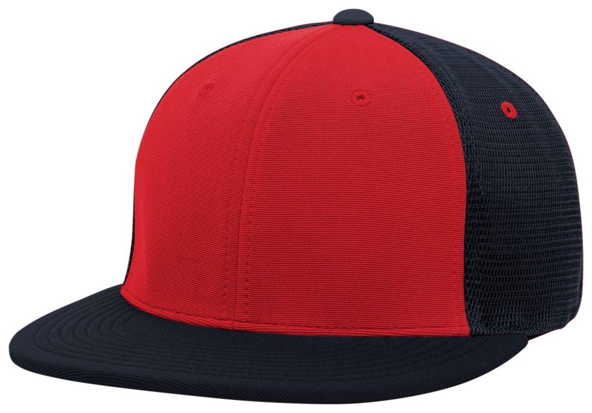 Pacific Headwear Premium M2 Performance Trucker Flexfit® Cap - Pacific Headwear ES341 RED/NAVY/NAVY S/M