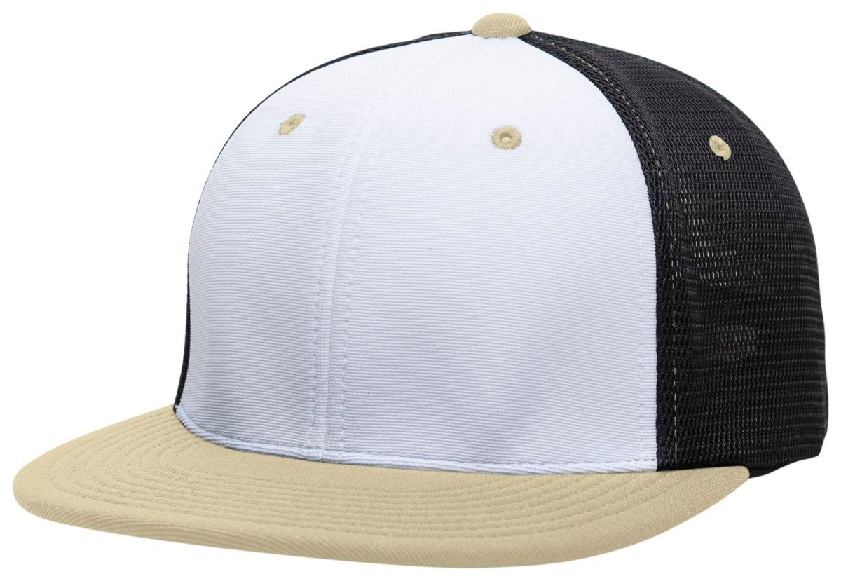 Pacific Headwear Premium M2 Performance Trucker Flexfit® Cap - Pacific Headwear ES341 WHITE/BLACK/VEGAS S/M