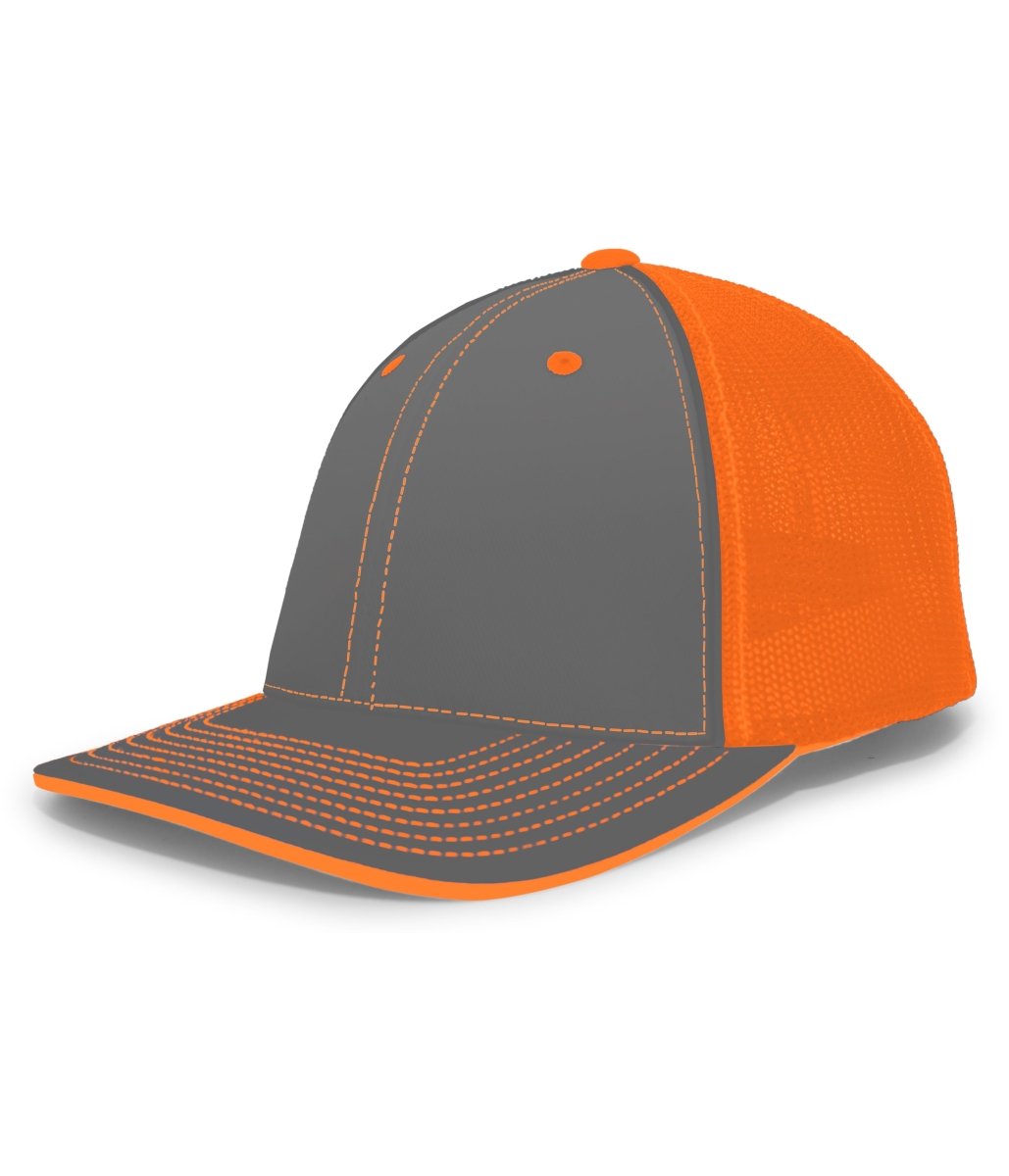 Pacific Headwear Trucker Flexfit® Cap 404F GRAPHITE/NEON ORANGE/GRAPHITE S/M