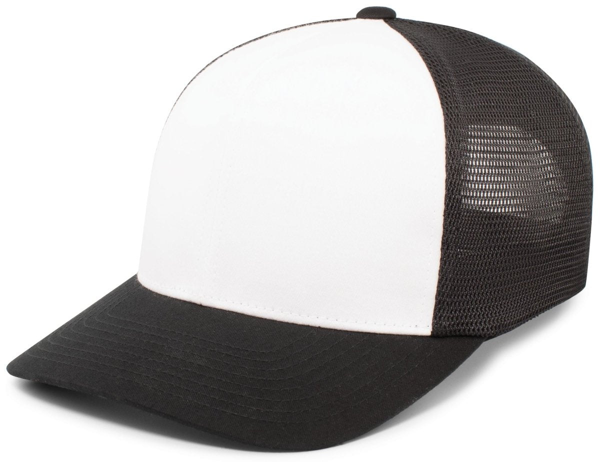 Pacific Headwear Trucker PacFlex Snapback Cap - Pacific Headwear P151 WHITE/BLACK/BLACK OS