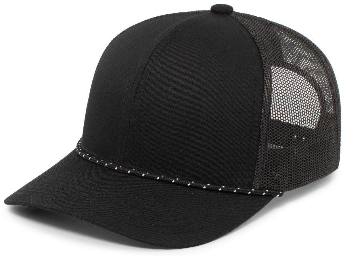Pacific Headwear Trucker Snapback Braid Cap 104BR BLACK OS