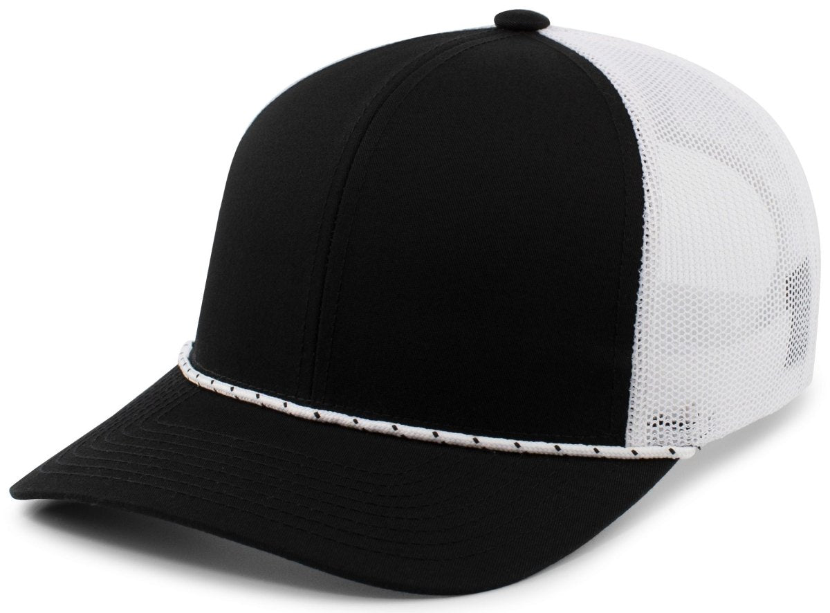 Pacific Headwear Trucker Snapback Braid Cap 104BR BLACK/WHITE/BLACK OS