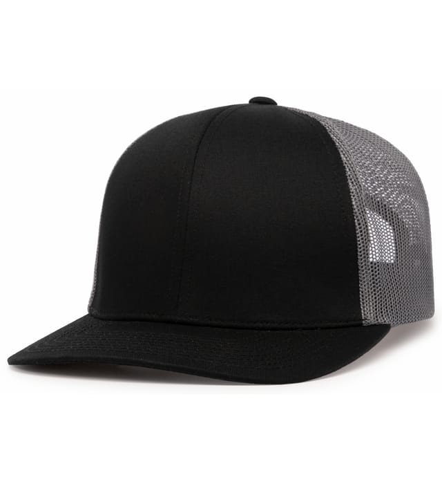 Pacific Headwear Trucker Snapback Cap | Pacific Headwear 104C Black/Graphite/Black OSFM Caps
