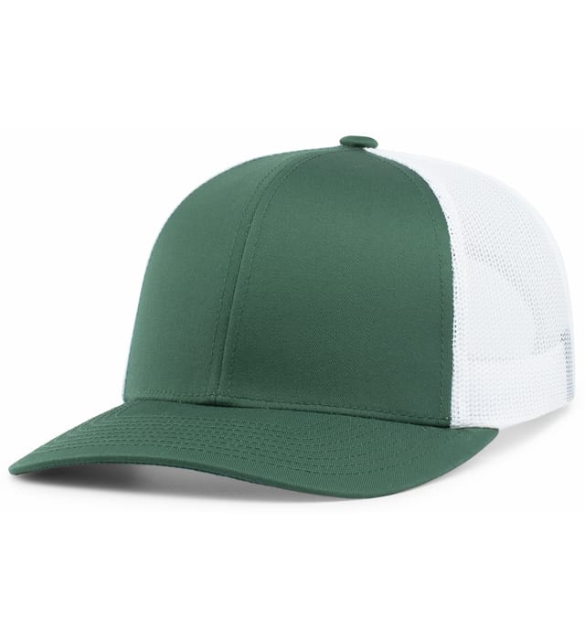 Pacific Headwear Trucker Snapback Cap | Pacific Headwear 104C Dark Green/White/Dark Green OSFM Caps