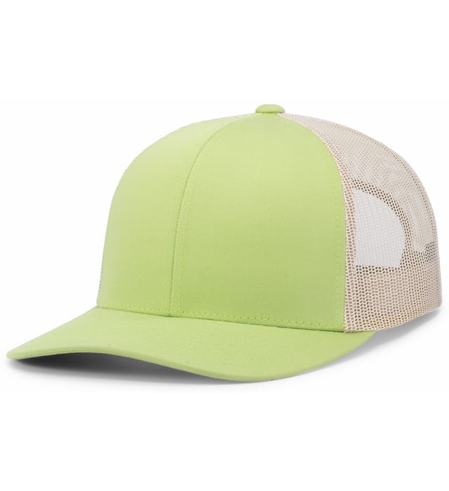 Pacific Headwear Trucker Snapback Cap | Pacific Headwear 104C Green Glow/Beige/Green Glow OSFM Caps
