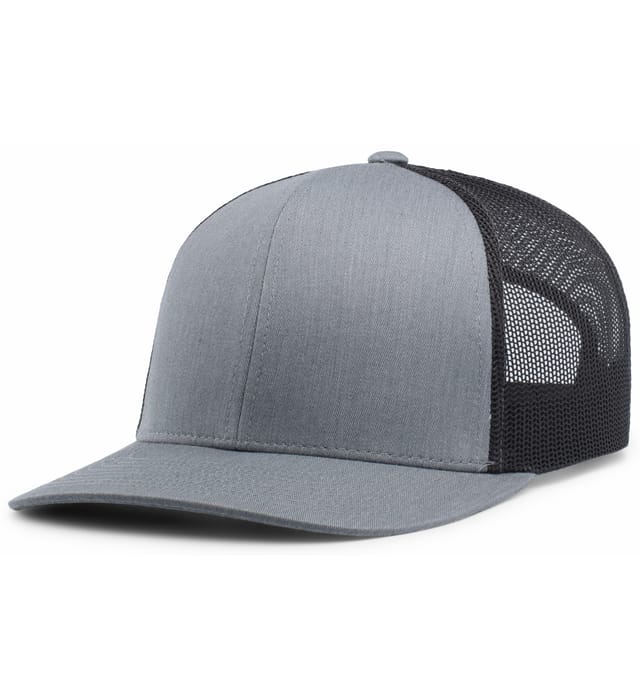 Pacific Headwear Trucker Snapback Cap | Pacific Headwear 104C Heather Grey/Lt Charcoal/Heather Grey OSFM Caps