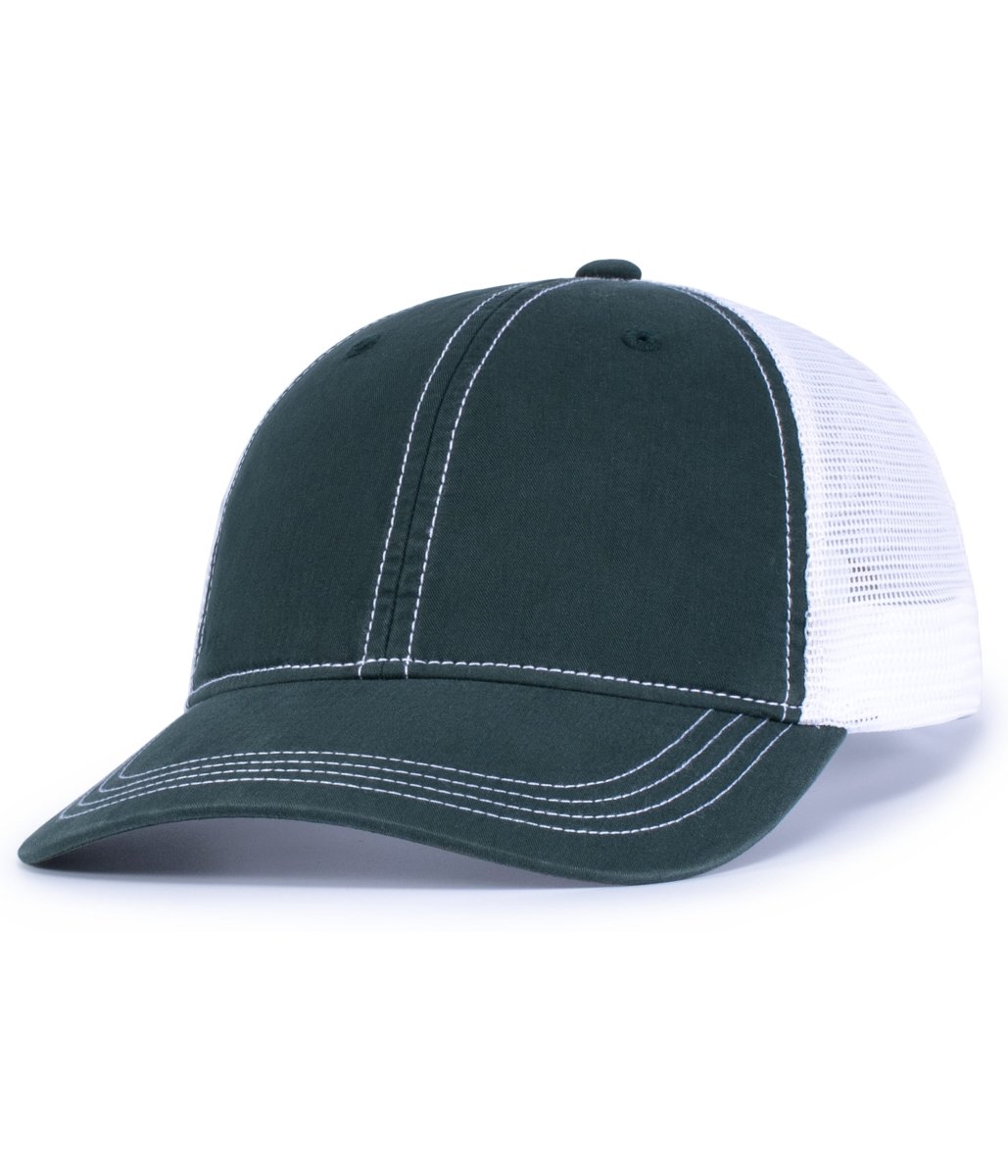Pacific Headwear Vintage Trucker Snapback Cap - Pacific Headwear V67 DARK GREEN/WHITE/DARK GREEN OS