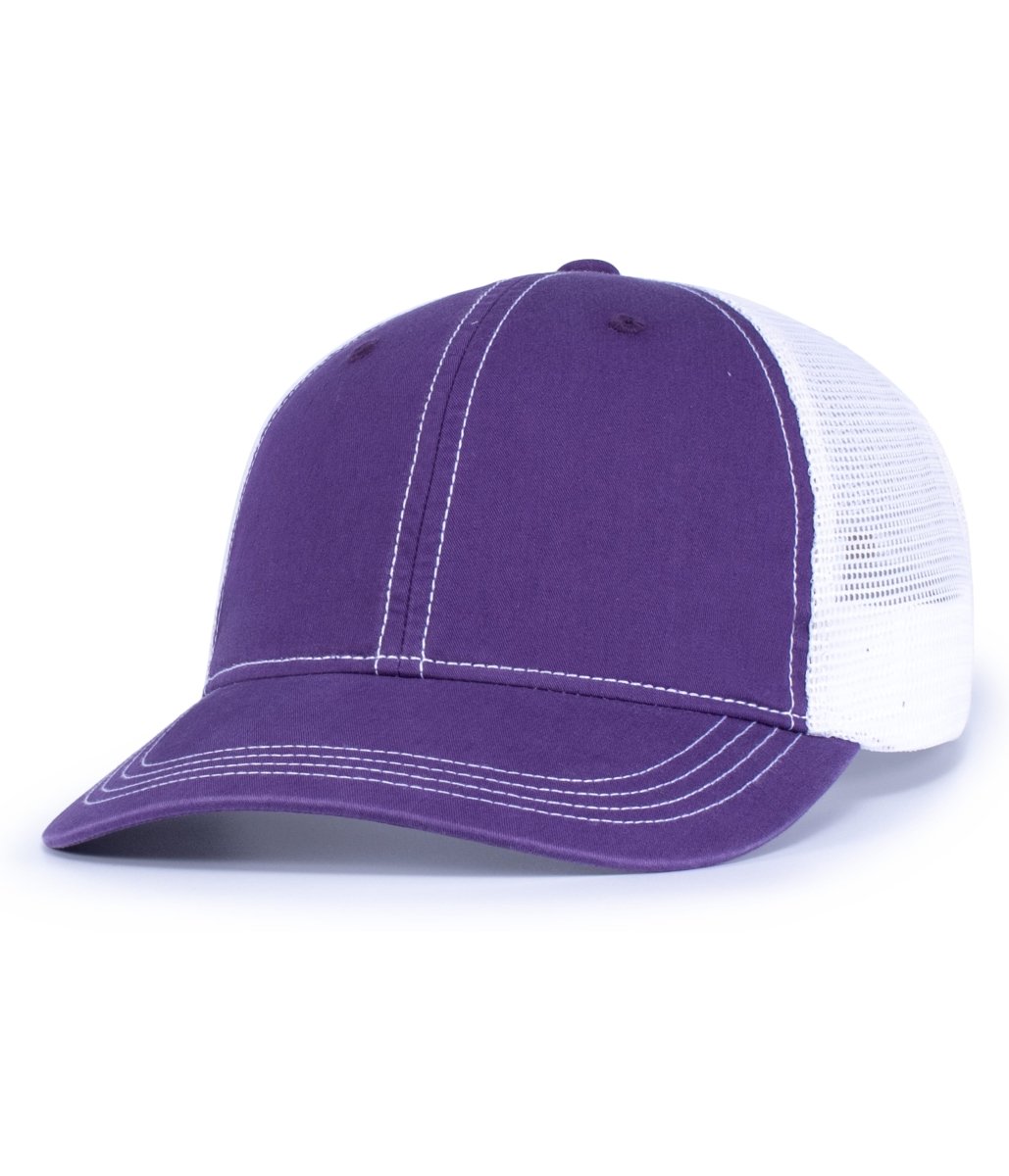 Pacific Headwear Vintage Trucker Snapback Cap - Pacific Headwear V67 PURPLE/WHITE/PURPLE OS