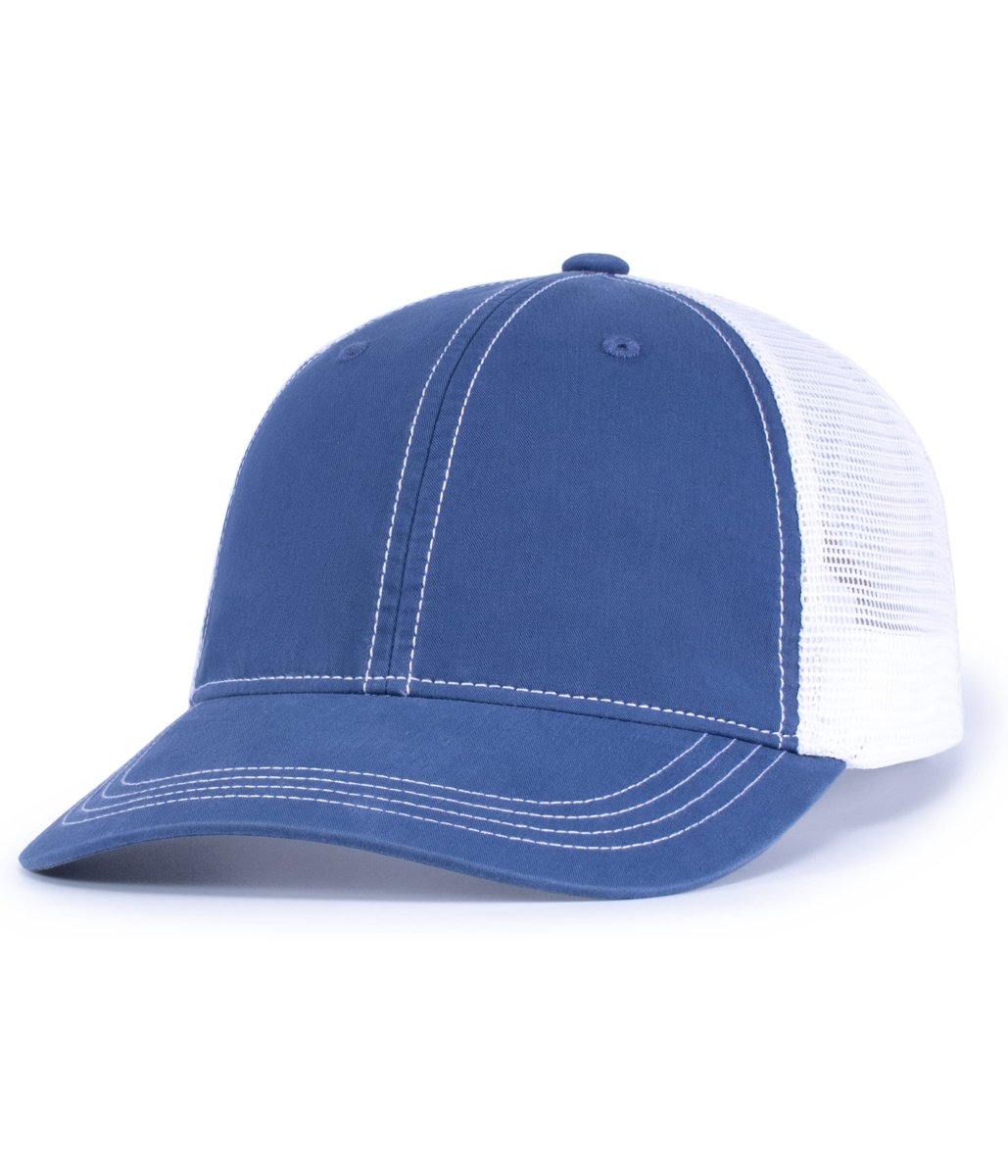 Pacific Headwear Vintage Trucker Snapback Cap - Pacific Headwear V67 ROYAL/WHITE/ROYAL OS