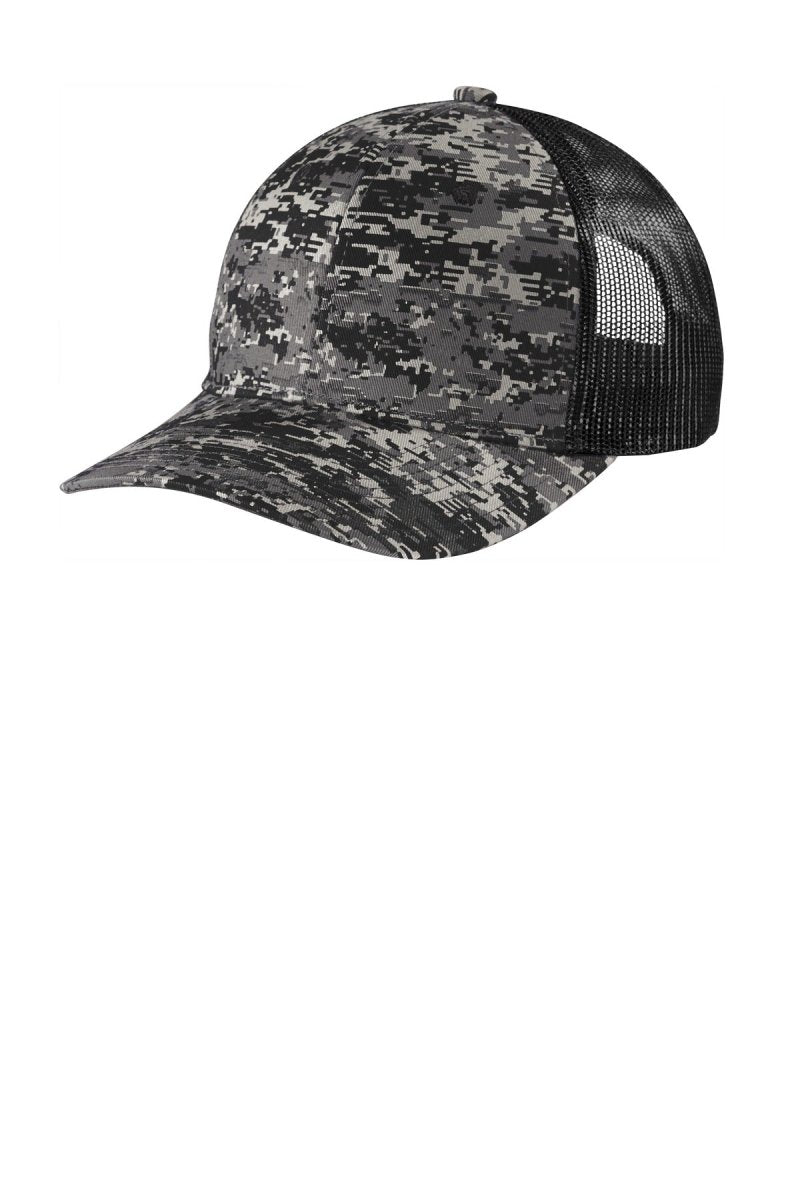 Port Authority ® Digi Camo Snapback Trucker Cap C114 - Port Authority C114 Black Digi/ Black OSFA Hats