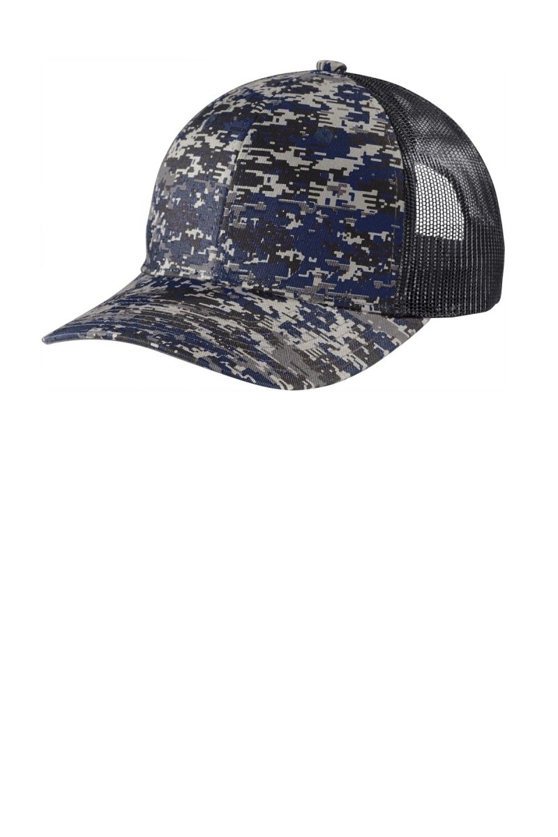 Port Authority ® Digi Camo Snapback Trucker Cap C114 - Port Authority C114 Rich Navy Digi/ Grey Steel OSFA Hats