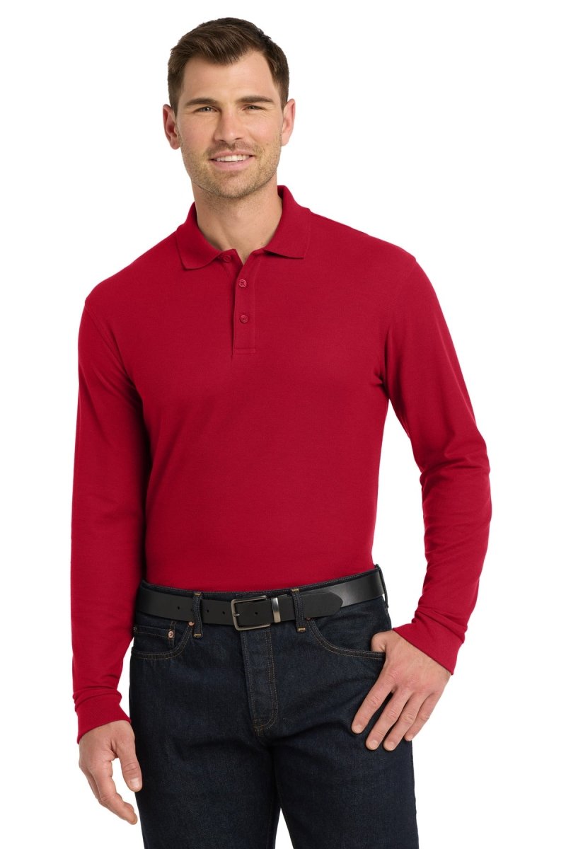Port Authority ® Long Sleeve Core Classic Pique Polo. K100LS - Port Authority K100LS Rich Red XS Polos/Knits