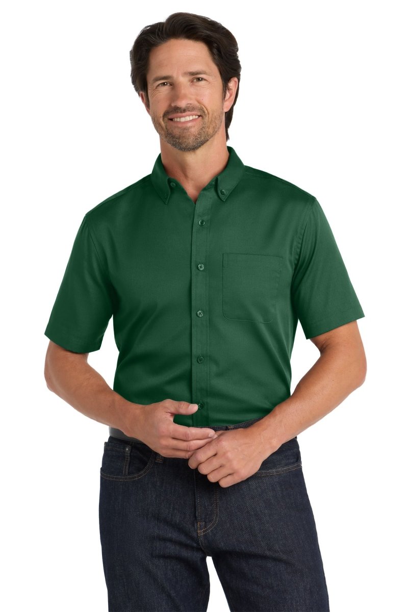 Port Authority ® Short Sleeve SuperPro React ™ Twill Shirt. W809 - Port Authority W809 Dark Green XS Woven Shirts