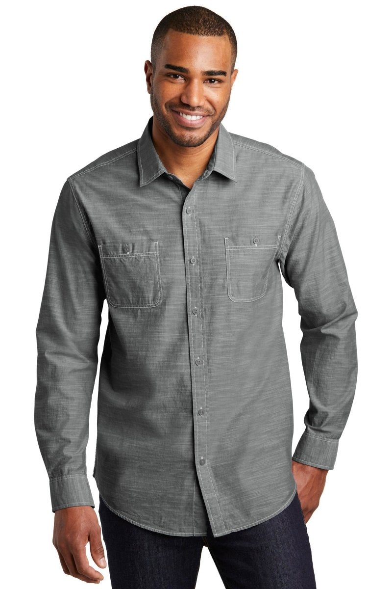 Port Authority ® Slub Chambray Shirt. W380 - Port Authority W380 Grey XS Woven Shirts