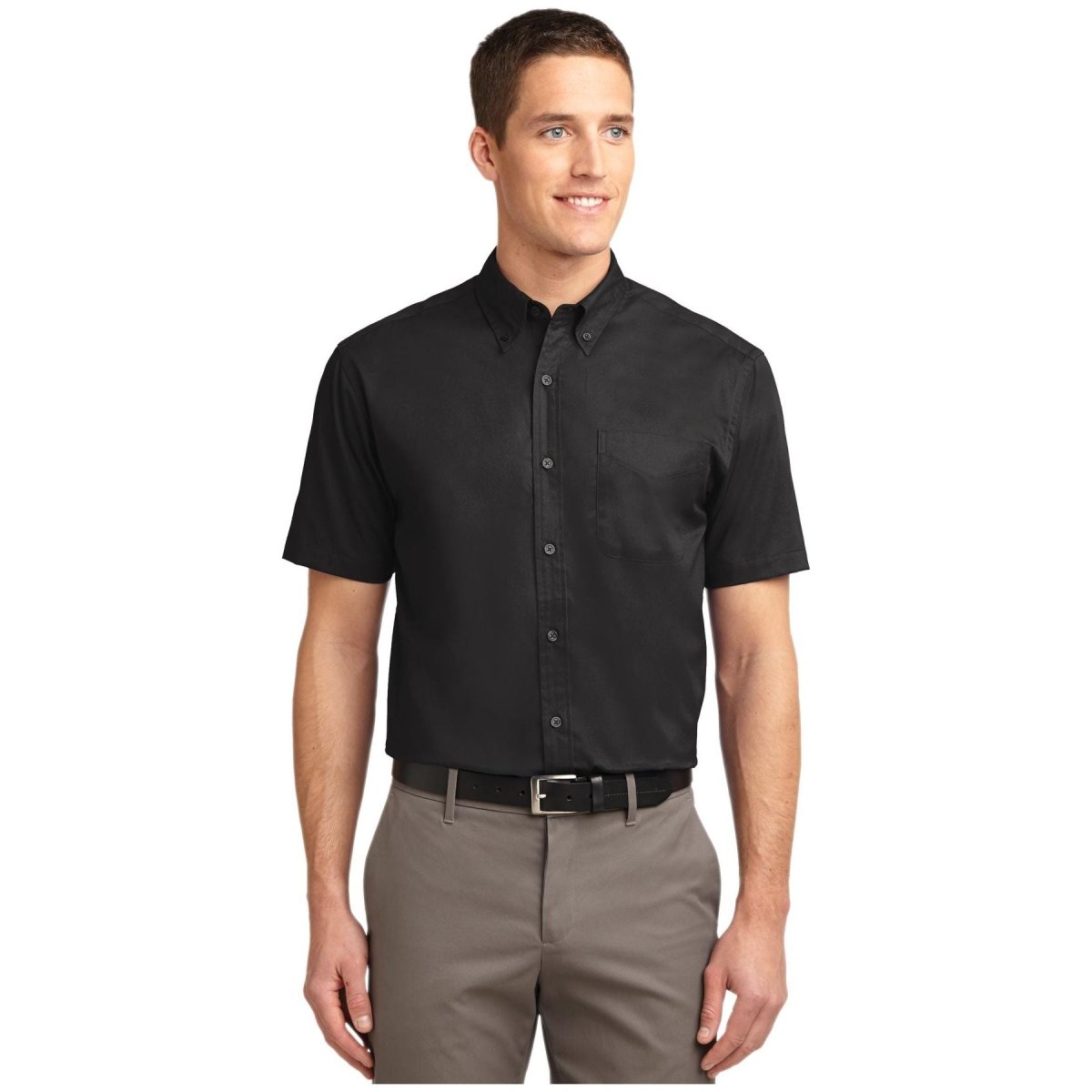 Port Authority ® Tall Short Sleeve Easy Care Shirt. TLS508 Black/ Light Stone LT Tall