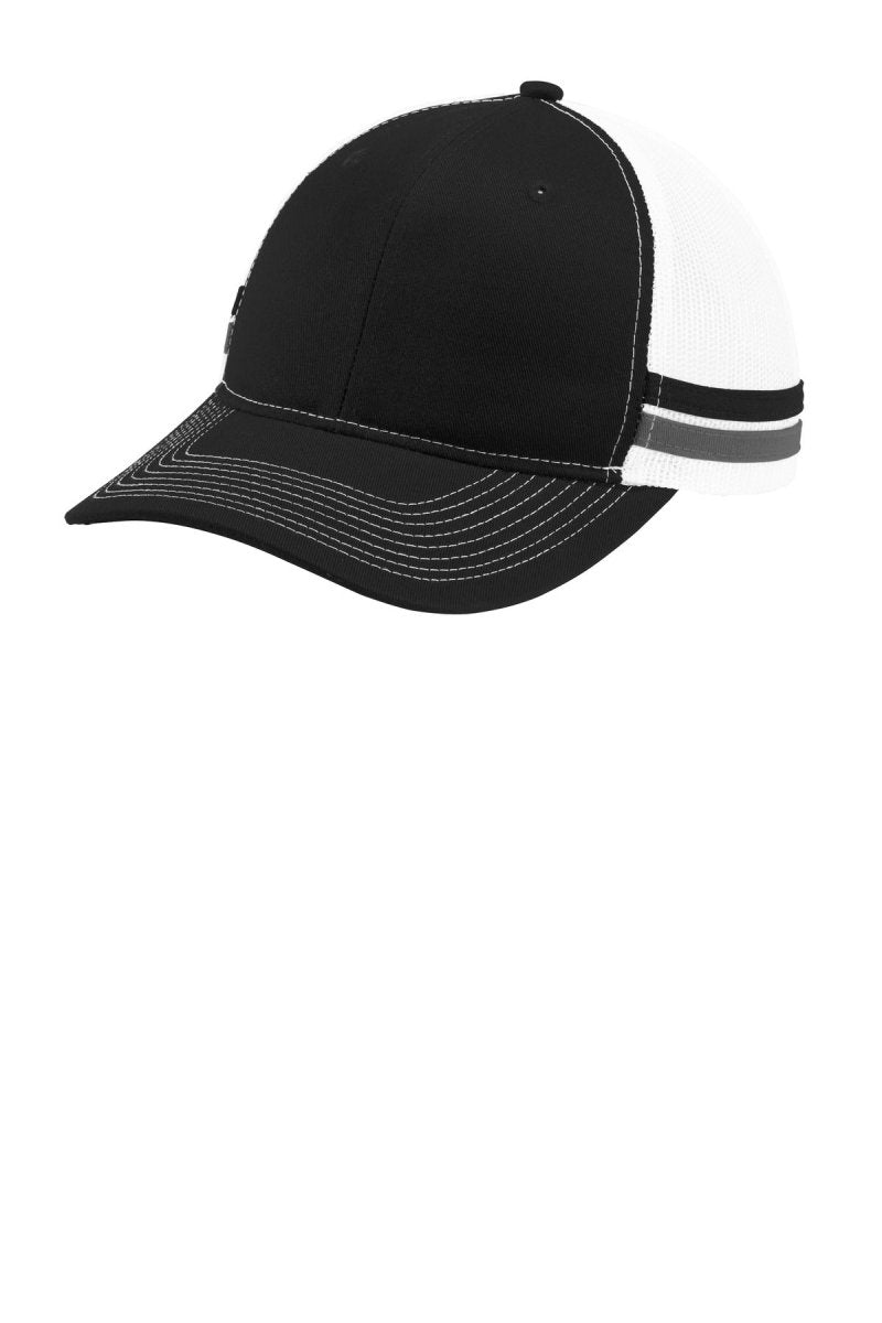 Port Authority ® Two - Stripe Snapback Trucker Cap. C113 - Port Authority C113 Black/ Grey Steel/ White OSFA Hats