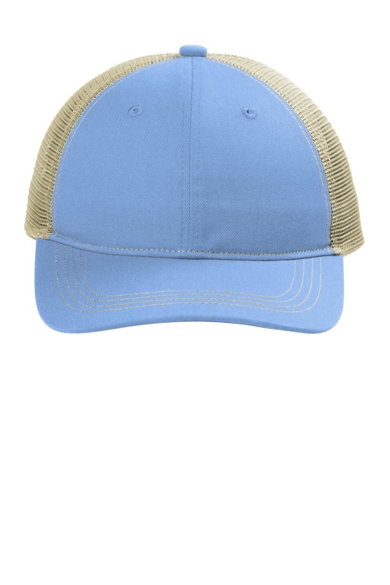 Port Authority ® Unstructured Snapback Trucker Cap C119 - Port Authority C119 Carolina Blue/ Tan OSFA Hats
