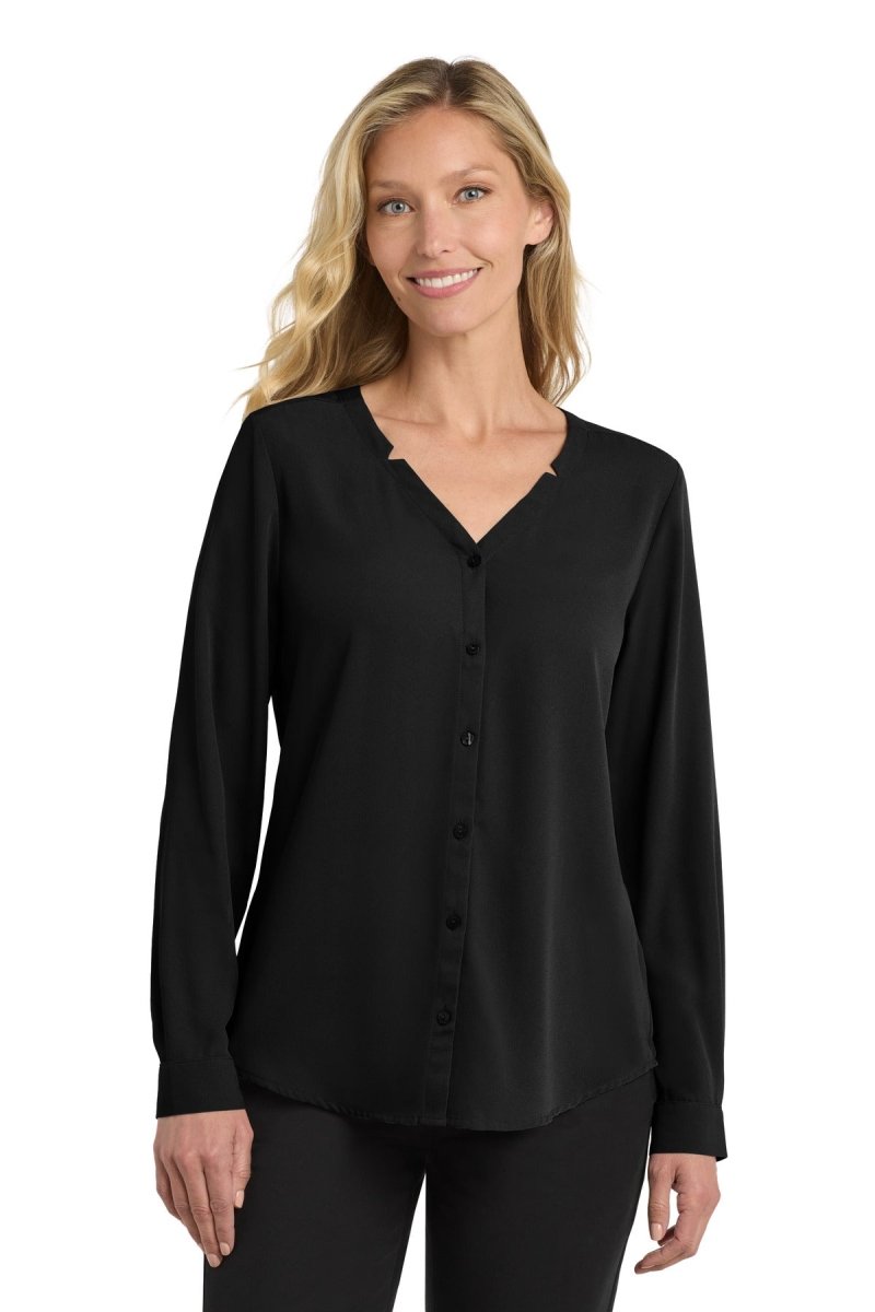 Port Authority ® Women's Long Sleeve Button - Front Blouse. LW700 - Port Authority LW700 Black XS Women's