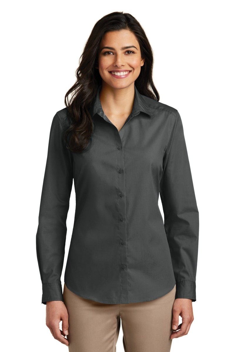 Port Authority ® Women's Long Sleeve Carefree Poplin Shirt. LW100 - Port Authority LW100 Graphite XS Women's