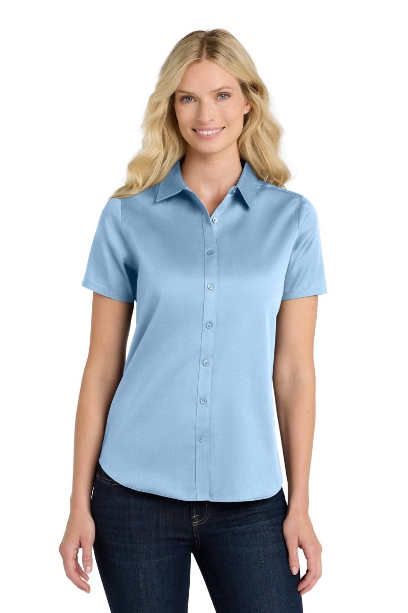 Port Authority ® Women's Short Sleeve SuperPro React ™ Twill Shirt. LW809 - Port Authority LW809 Cloud Blue XS Women's
