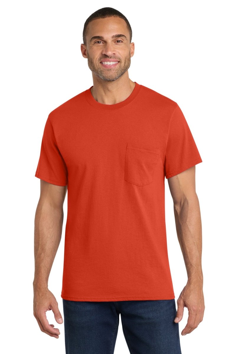Port & Co ™ Core Cotton Pocket Tee. PC54P - Port & Co PC54P Orange S Short Sleeve T-Shirts