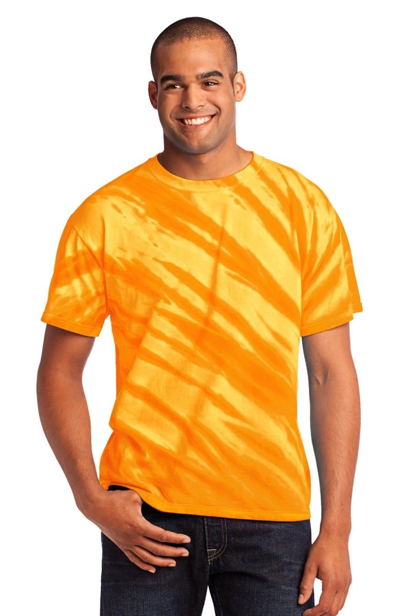 Port & Co ™ Tiger Stripe Tie - Dye Tee. PC148 - Port & Company PC148 Gold S Short Sleeve T-Shirts