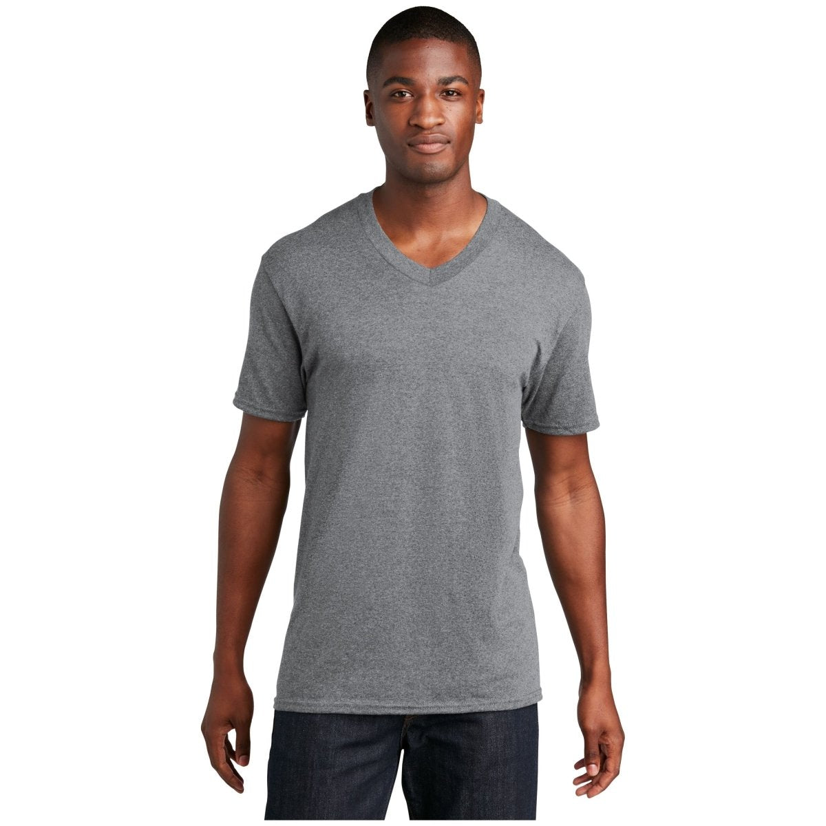Port & Company® Core Cotton V - Neck Tee PC54V Athletic Heather S Short Sleeve T-Shirts