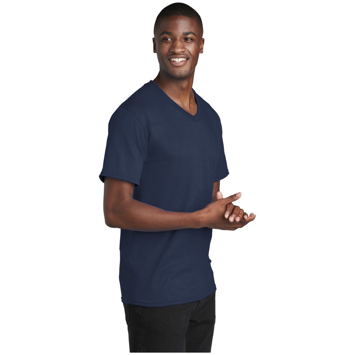 Port & Company® Core Cotton V - Neck Tee PC54V True Navy S Short Sleeve T-Shirts