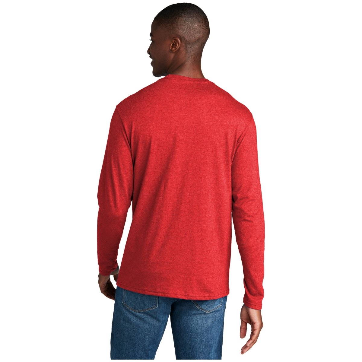 Port & Company® Long Sleeve Fan Favorite™ Blend Tee PC455LS Bright Red Heather S Short Sleeve T-Shirts