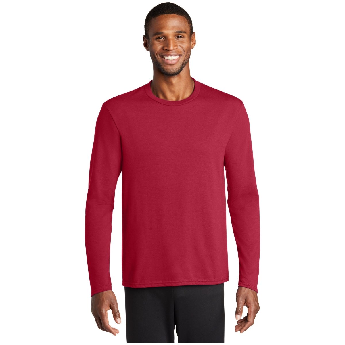 Port & Company® Long Sleeve Performance Blend Tee PC381LS Red S Long Sleeve T-Shirts