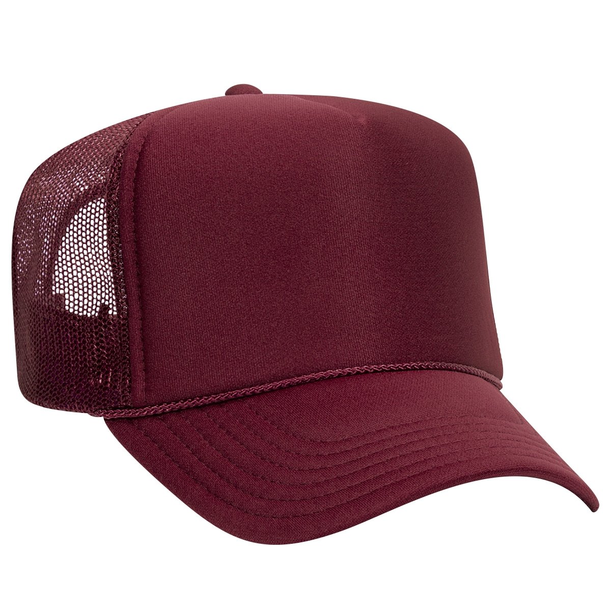 Premium High Profile Foam Trucker Hat Burgundy Maroon Caps